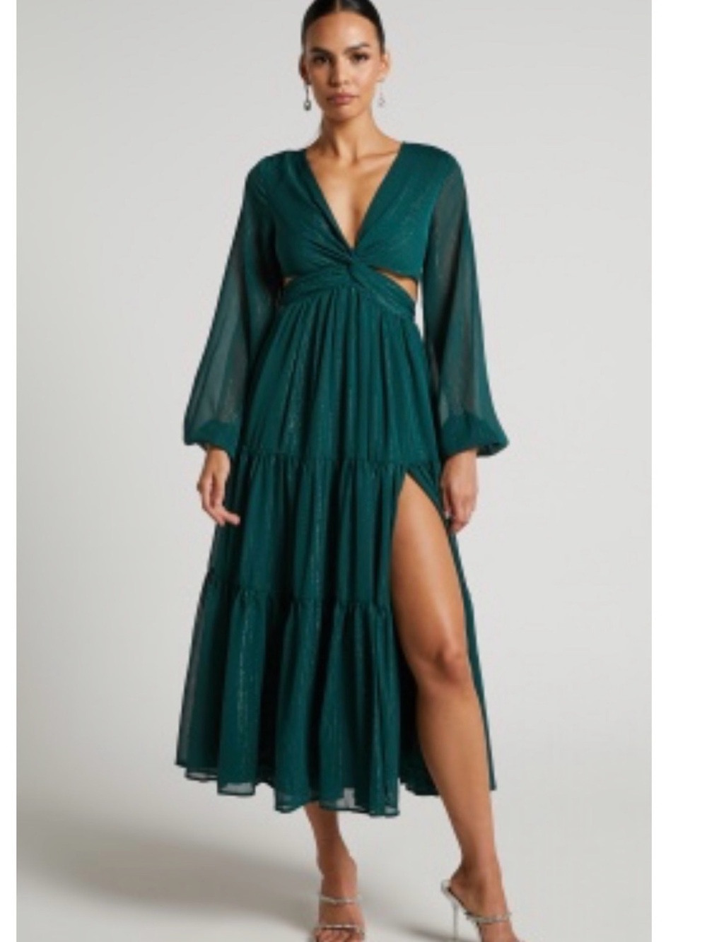Showpo Emerald Teal Twist Cutout Maxi Dress